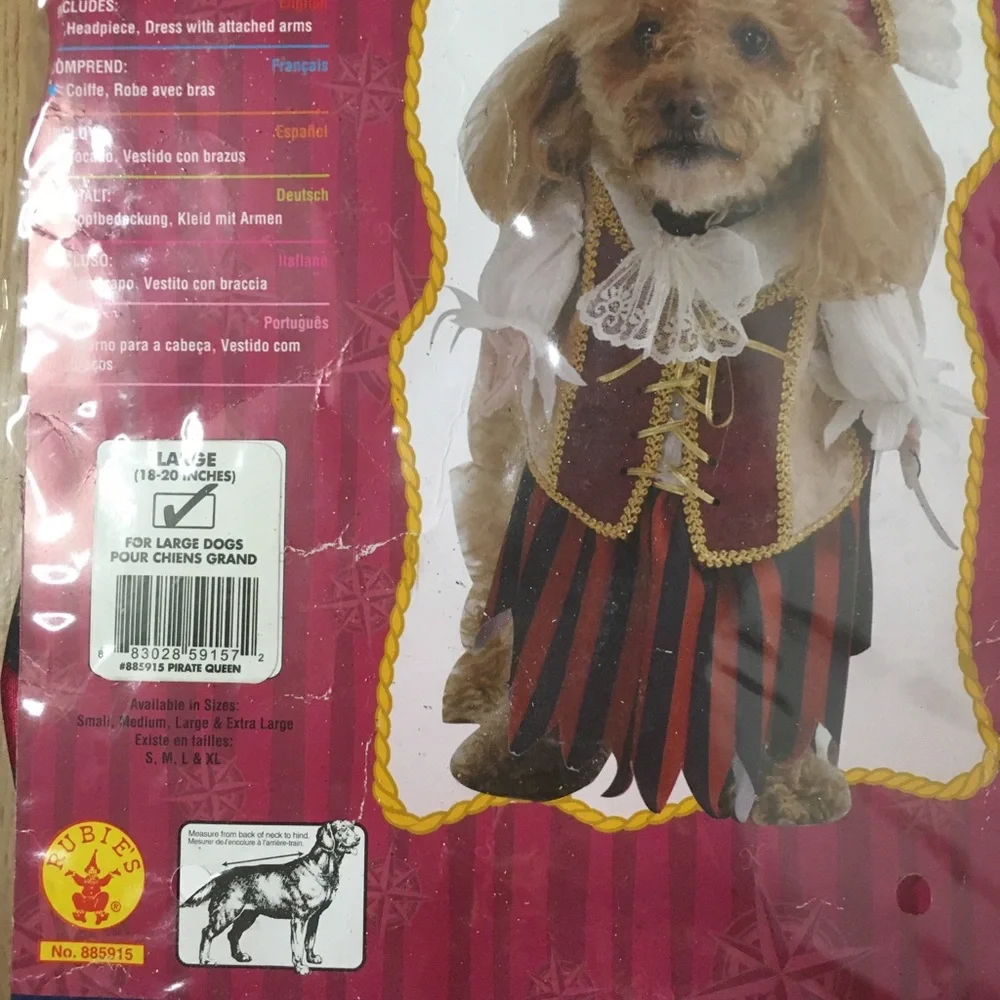 New Doggie🐶 2Pc Pirate Queen Halloween Costume Size Large Fits 18-20”